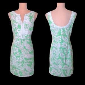 Lilly Pulitzer Y2K Discontinued Green Beach Bach Mini Janice Dress Size 6